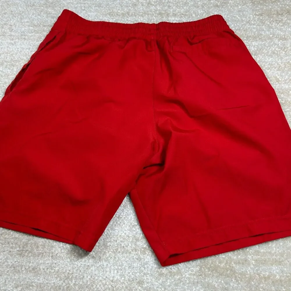 Adidas Shorts Mens L Red Climalite Athletic Gym Workout Drawstring Pockets